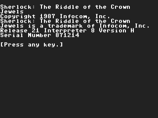 Sherlock: The Riddle Of The Crown Jewels title screen for Commodore 64